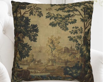 Verdure Tapestry Pillow Cover | Vintage 18th-Century French Château Décor