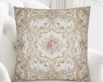 French Aubusson Pillow Cover, Louis XV Château Throw Cushion