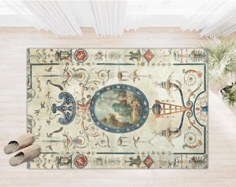 French Neoclassical Area Rug, Louvre Museum Reproduction, Vintage Style Carpet, Elegant Floor Mat, European Chateau Carpet, Chic Home Decor