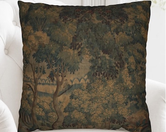 Verdure Tapestry Pillow Cover | Vintage 17th-Century French Château Décor