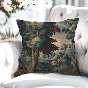 Verdure Aubusson Tapestry Pillow, French Country Style, Vintage Home Decor, Throw Pillow Cover, Couch Cushion Case, Antique Design, Gift