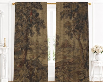 Verdure Tapestry Window Curtain | Vintage 18th-Century French Blackout Drape, Single Panel | Part 2 of 2