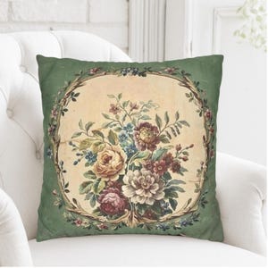 Federa per cuscino Aubusson francese, cuscino decorativo floreale vintage antico