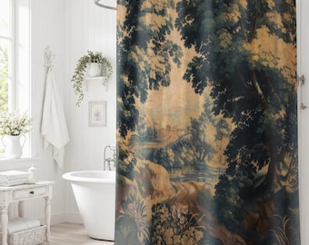 Verdure Tapestry Shower Curtain | Vintage 18th-Century French Château Bathroom Décor