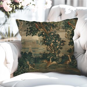 Fronha de tapeçaria francesa &quot;Verdura com Castelo e Jardim&quot;, decoração vintage elegante para casa, capa de almofada, almofada decorativa, almofada decorativa para presente