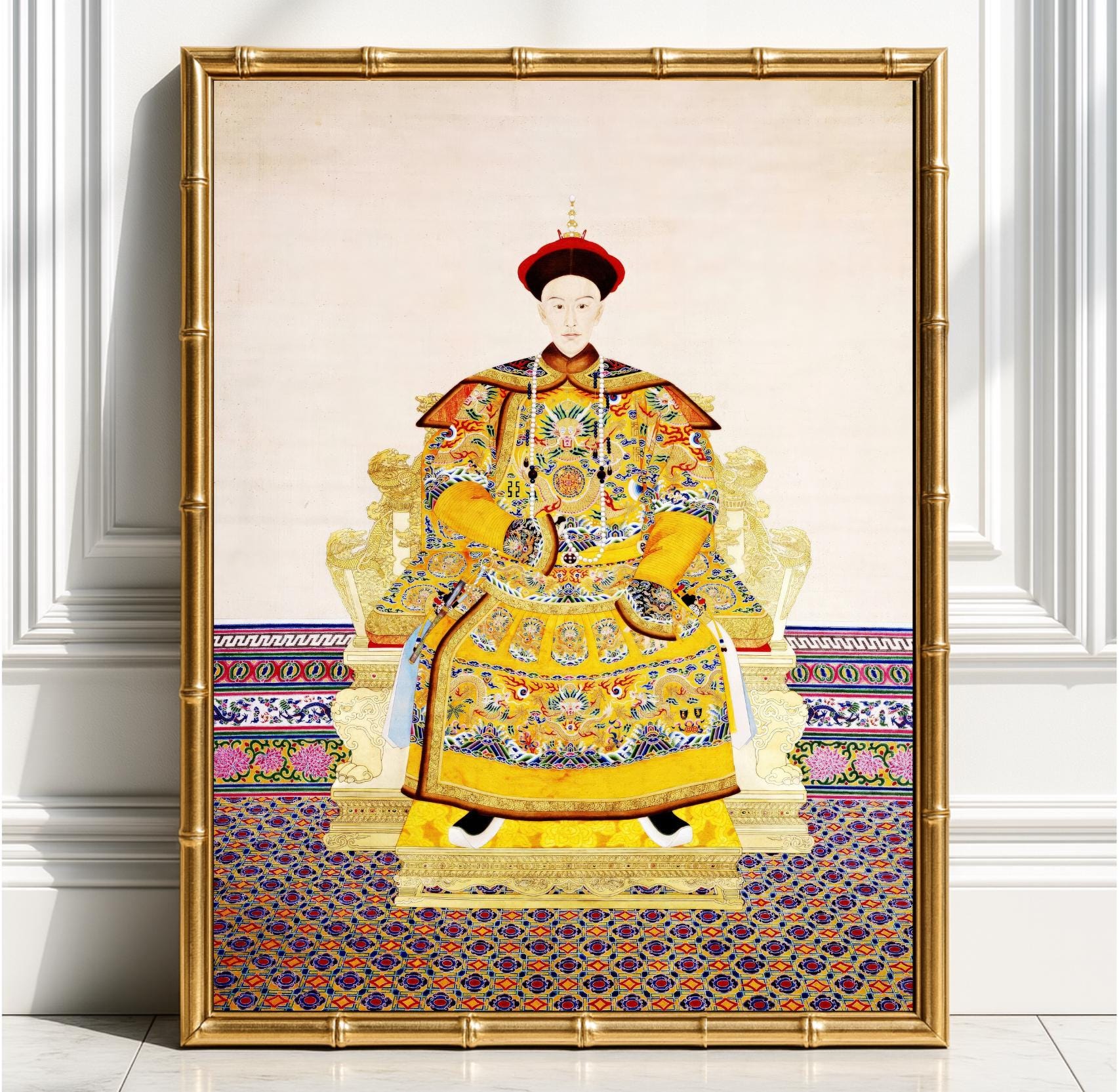 中国光緒帝の美術版画、祖先の肖像画、シノワズリーポスター