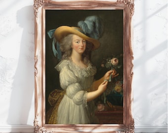 Marie Antoinette Print, Chemise Portrait, French Rococo Art