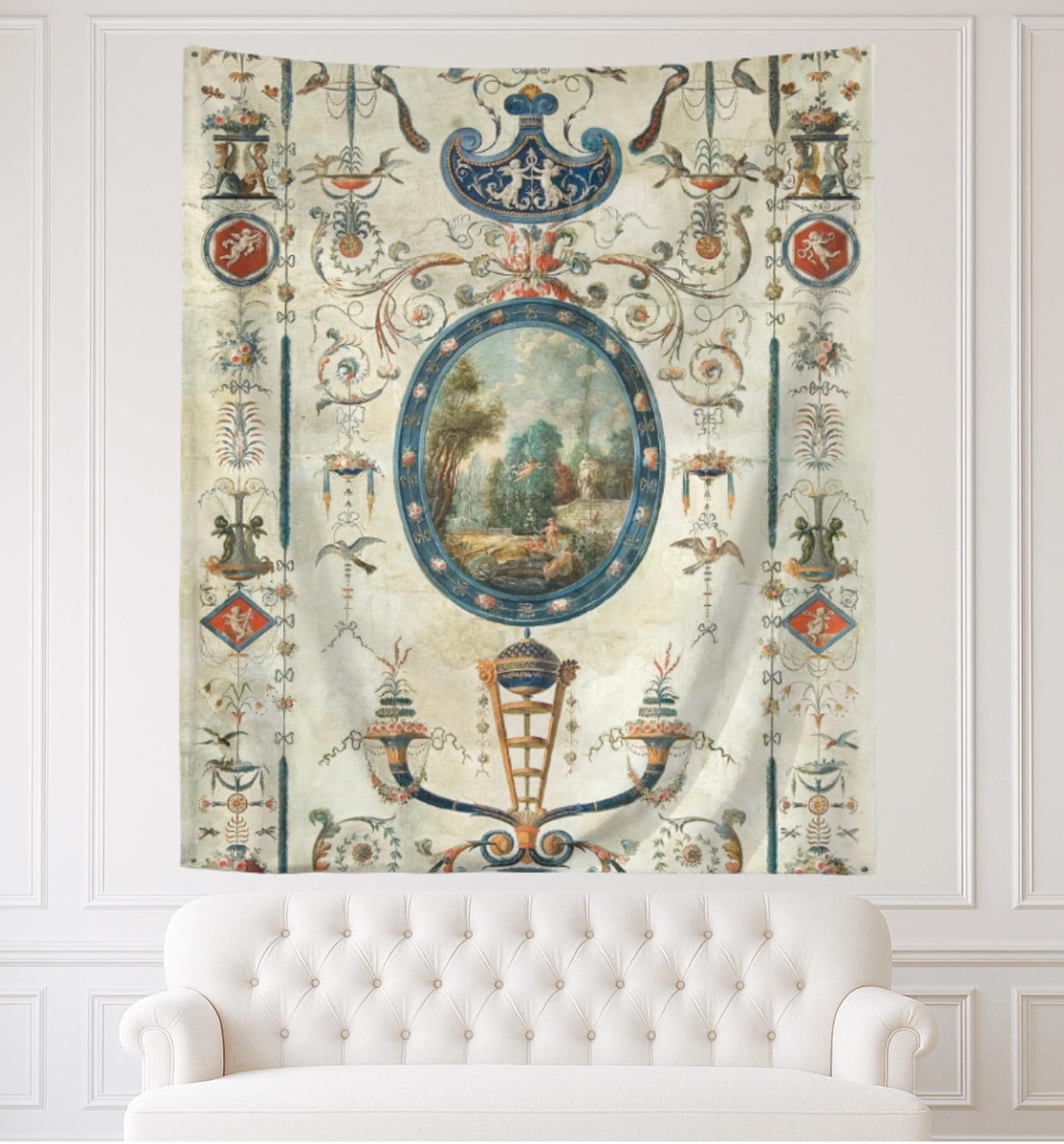 フランス新古典主義の壁掛け、ルーブル美術館のプリント生地の複製