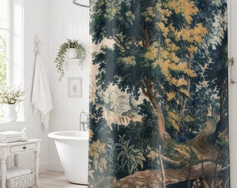Verdure Tapestry Shower Curtain | Vintage 18th-Century French Château Bathroom Décor