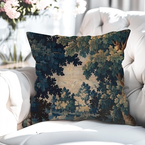 Verdure Aubusson Tapestry Pillow, French Country Style, Vintage Home Decor, Throw Pillow Cover, Couch Cushion Case, Antique Design, Gift
