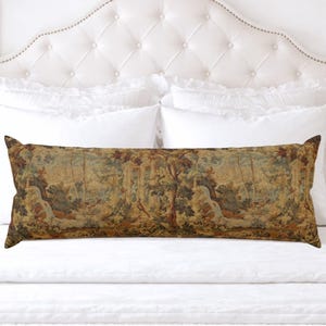 Almohada lumbar con tapiz de verdor francés, cojín extralargo para el cuerpo, decoración de castillo