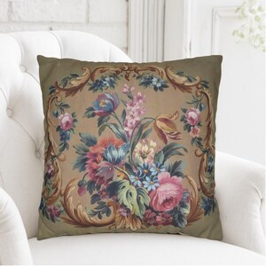 Federa per cuscino Aubusson francese, cuscino decorativo floreale vintage antico