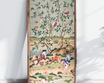Pannello murale in stile Chinoiserie: stampa artistica di carta da parati cinese del XIX secolo / Parte 2/4