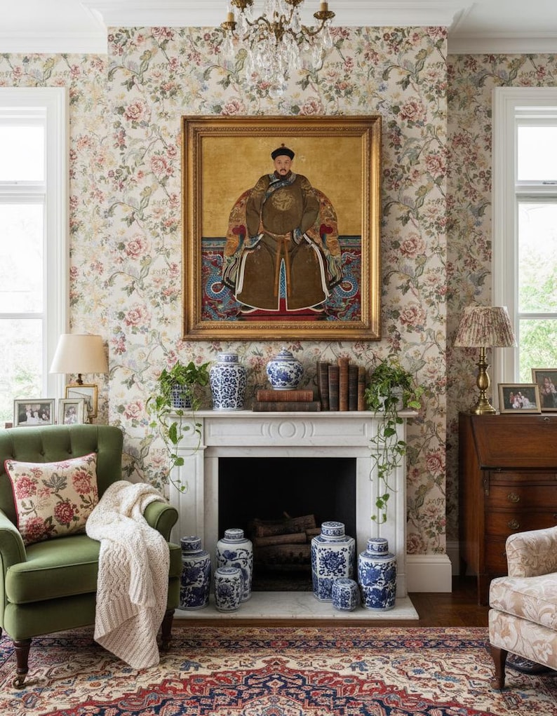 Curated visual reference: Gallery Detail: Chinese Emperor Portrait Fine Art Print Chinoiserie Poster Asian Wall