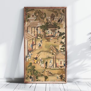 Stunning Chinoiserie Wallpaper Panel, Antique Chinese Fine Art Print, Vintage Poster, Home Decor, Wall Art Hanging, Wall Decor | Panel #1