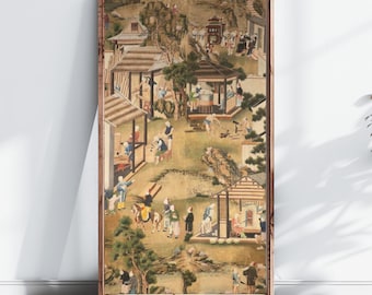 Pannello di carta da parati Chinoiserie: stampa artistica cinese del XIX secolo / Parte 1/2