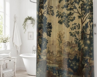 Verdure Tapestry Shower Curtain | Vintage 17th-Century French Château Bathroom Décor