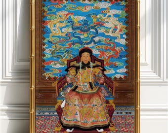 Lámina artística de ancestros chinos, póster de retrato estilo chinoiserie, decoración de pared asiática, decoración vintage para el hogar, tapiz oriental antiguo, idea para regalo.