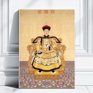 Chinese Emperor Qianlong Fine Art Print, Qing Dynasty Ancestor Portrait, Chinoiserie Poster, Wall Decor, Asian Art, Wall Art, Home Decor