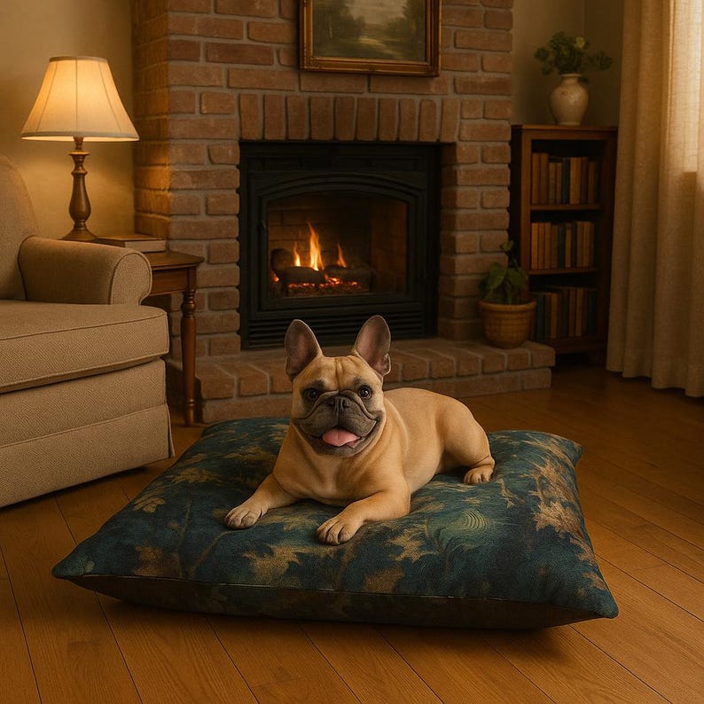 Bring timeless charm to your space with this pet bed featuring an 18th century French Aubusson verdure tapestry print. A perfect blend of vintage elegance and comfort, this luxury pet bed doubles as a dog bed, cat bed, or stylish pet mat. Ideal for grandmillennial, cottagecore, farmhouse, and rustic interiors. Use as pet furniture or a decorative cushion. A refined addition to your home decor and pet supplies, showcasing antique print style in a cozy country design.