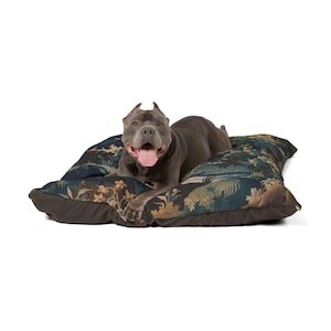 Bring timeless charm to your space with this pet bed featuring an 18th century French Aubusson verdure tapestry print. A perfect blend of vintage elegance and comfort, this luxury pet bed doubles as a dog bed, cat bed, or stylish pet mat. Ideal for grandmillennial, cottagecore, farmhouse, and rustic interiors. Use as pet furniture or a decorative cushion. A refined addition to your home decor and pet supplies, showcasing antique print style in a cozy country design.