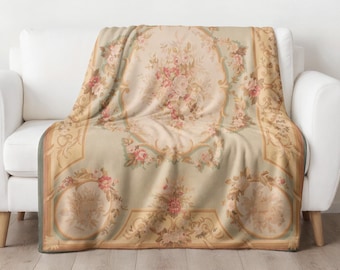 Manta de felpa francesa Aubusson Velveteen, manta acogedora de estilo vintage shabby chic.