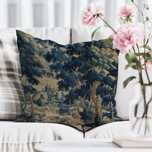 Fronha de tapeçaria verde, reprodução do século XVII, decoração vintage para casa, almofada decorativa estilo antigo, capa de almofada para sala de estar, presente