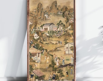 Pannello di carta da parati Chinoiserie: stampa artistica cinese del XIX secolo / Parte 2/2