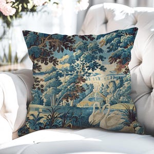 Fronha Aubusson com Verdura Francesa, Reprodução de Tapeçaria Antiga, Capa de Almofada Vintage, Almofada para Decoração de Casa, Fronha de Sofá, Presente