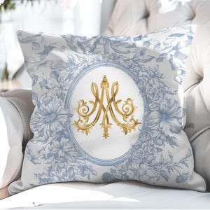 Marie Antoinette Monogram Pillow Cover, French Rococo Vintage Throw Cushion