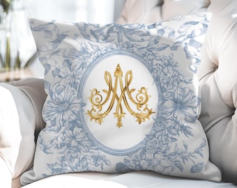 Marie Antoinette Monogram Pillow Cover, French Rococo Vintage Throw Cushion