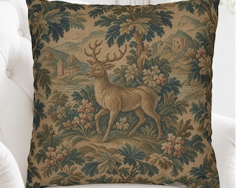 Verdure Tapestry Pillow Cover | 18th-Century French Château Throw Cushion