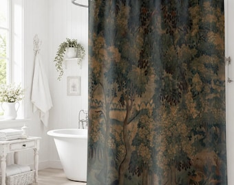Verdure Tapestry Shower Curtain | Vintage 17th-Century French Château Bathroom Décor