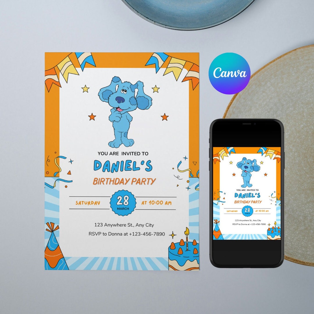 Editable Blues Clues Birthday Invitation Template, Printable Digital ...