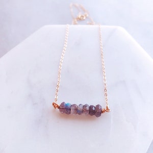 Labradorite Bar Goldfill Necklace