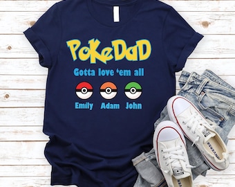 Poke dad T-Shirt, Funny Dad T Shirt, Custom Father’s Day Gift, New Dad Gamer Tee, Gift for Men Shirt, Trendy Dad Shirt, Cool Dad Gift