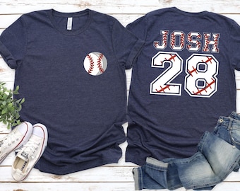 Custom Baseball Name & Number T-Shirt, Personalized Baseball T Shirt, Game Day Shirt, Baseball Tee, Baseball Player Gift, Team Shirt