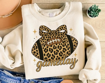 Gameday Sweatshirt, Leopard Football Sweatshirt, Football Mom Sweatshirt, Football Sweatshirt, Checkered Star Football Sweatshirt