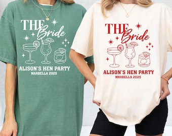 Comfort Colors® Personalized Hen Party T Shirts,Team Bride Bridal Party Shirts,Matching Tribe Bachelorette Hen Party Tops,Bride To Be Custom