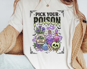 Pick Your Poison Shirt, Villain Cartoon TShirt, Poison Apple Tee, Evil Queen Top, Spooky Season Apparel