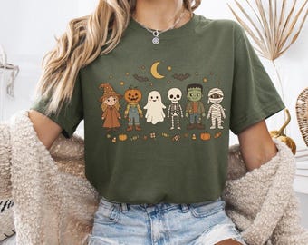 Vintage Halloween Characters Shirt, Retro Spooky Costume Tee, Cute Fall Graphic T-Shirt, Nostalgic Halloween Gift