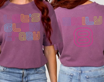 Camiseta Comfort Colors© Neon Let’s Glow Crazy, Sudadera infantil personalizada para fiestas luminosas, Regalo de cumpleaños neón personalizado