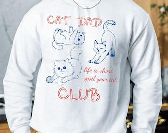 Sudadera del Club de Papás de Gatos, Regalo Divertido para Amantes de los Gatos, Sudadera Retro para Dueños de Mascotas, Regalo de Cumpleaños para Marido, Sudadera con Estampado de Gatito Lindo