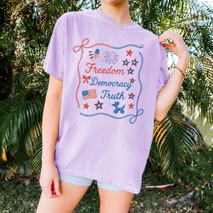 Comfort Colors® Patriotic Subtle FDT Shirt,Coquette Bow patriotic T Shirt,4th of July FDT Shirt,Freedom Democracy Truth T-Shirt,Independence