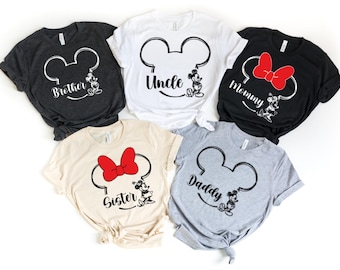 Camisetas personalizadas de Disney para viajes a Disney, camisetas familiares con orejas de Mickey y Minnie Mouse, camisetas personalizadas para viajes de vacaciones a Disney, camisetas con nombres de Disney, regalos.