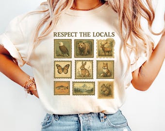 Comfort Colors® Respect The Local Wildlife T-Shirt, Gift For Nature Lover, Animal Lover Shirt,  Protect National Parks Granola Girl T-Shirt