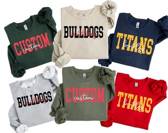 Custom School Mascot Sweatshirt, Personalized Team Spirit Crewneck, Cheer Mascot Sweatshirt, Game Day Outfit, High School Spirit Gift