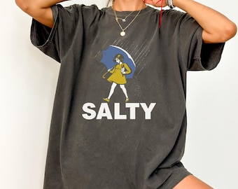 Camiseta Salty Girl de Comfort Colors®, camiseta con gráfico vintage para mujer, top retro de mezcla de algodón
