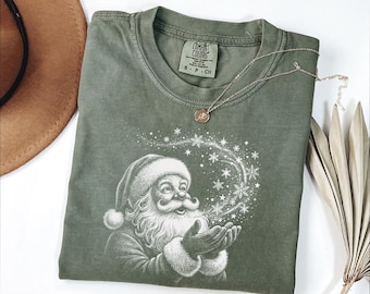 Magic Santa T-Shirt, Vintage Christmas Tee, Retro Winter Shirt, Comfort Colors© Noel Top, Holiday Graphic Apparel