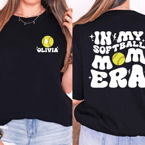 Comfort Colors® Custom Softball Mom T-Shirt, In My Softball Mom Era Tee, Game Day Softball Shirt, Sports Mom Top, Softball Lover Gift Shirt